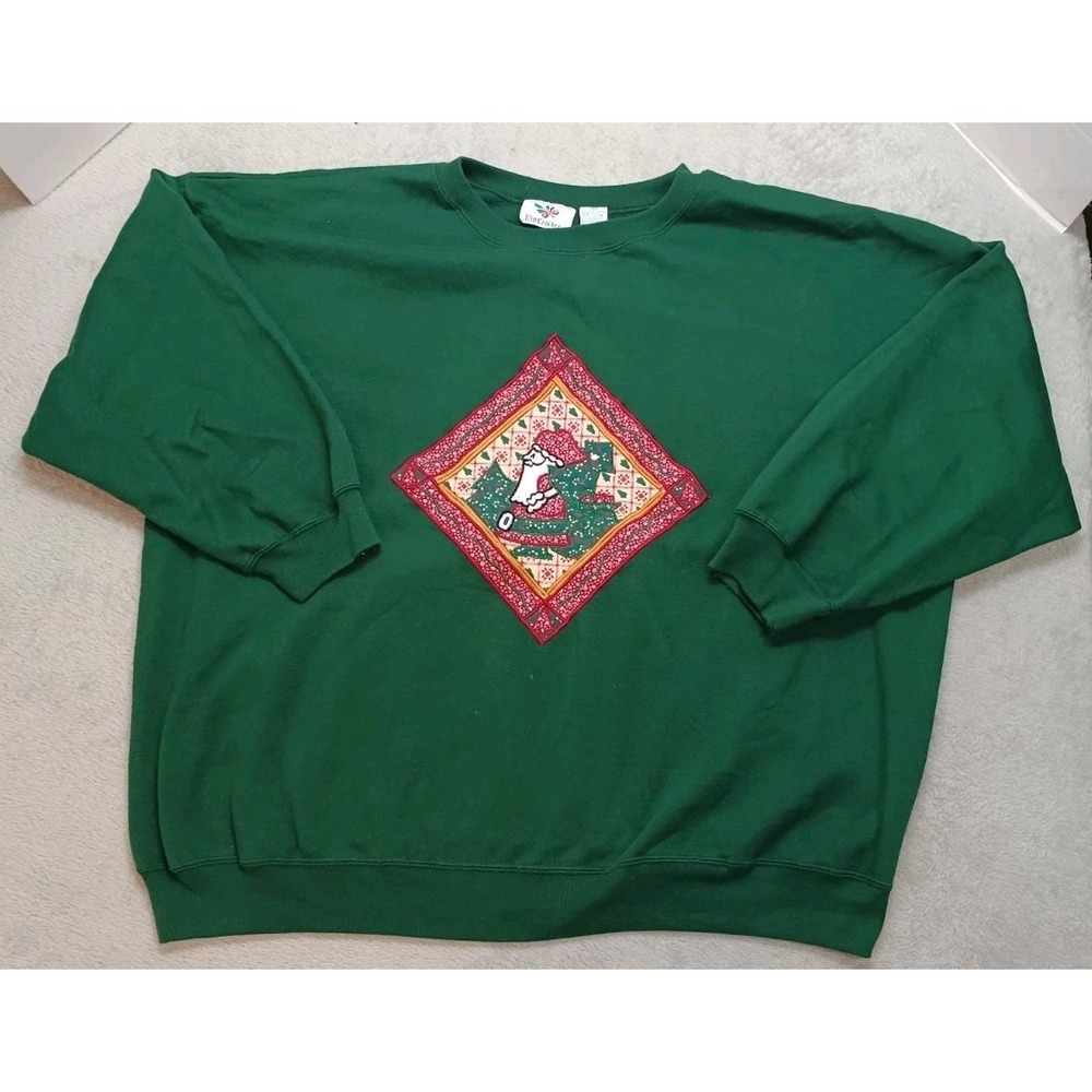 Vintage Nutcracker Unisex 2XL Green Sweatshirt Embroidered St Nick Christmas.